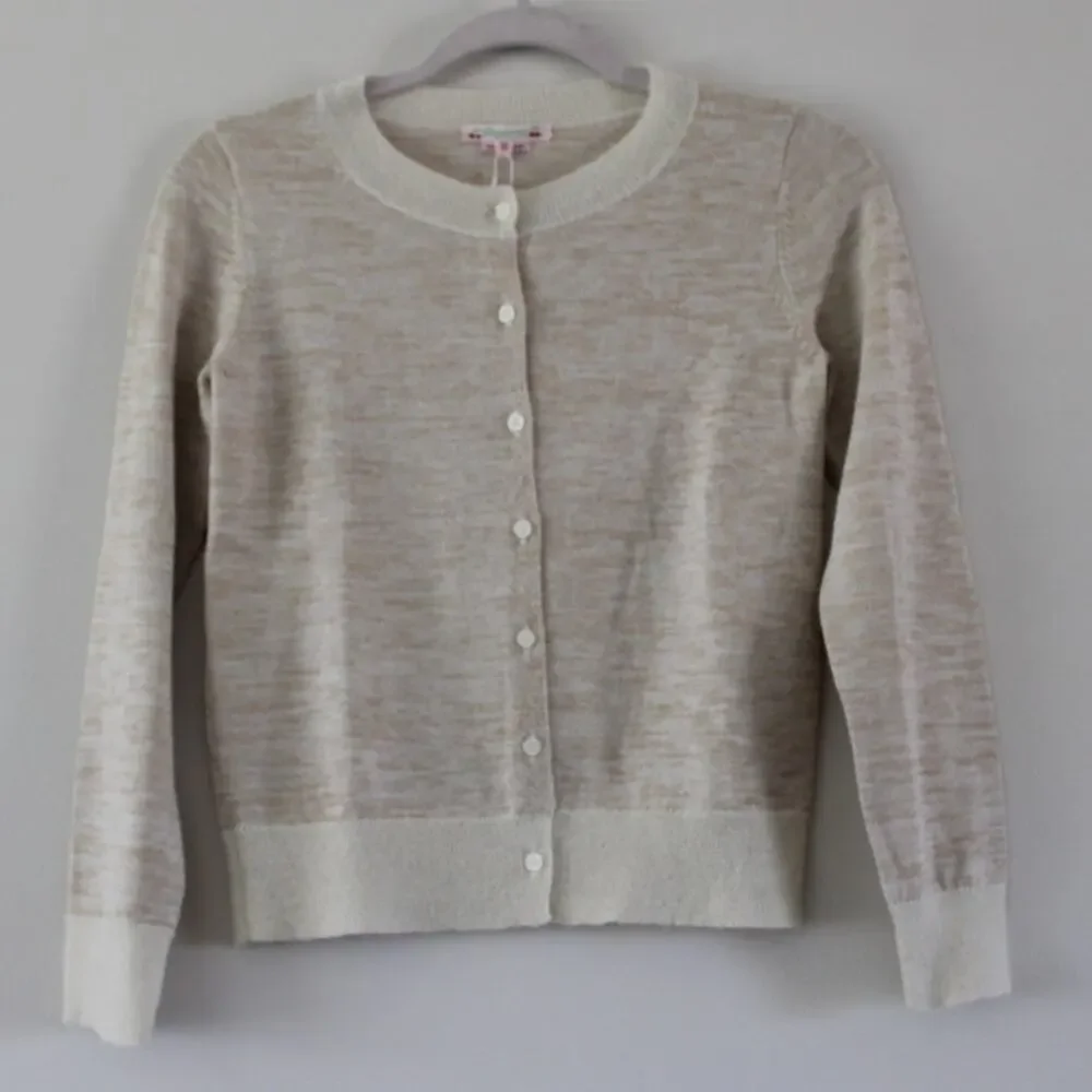 NWT Bonpoint Button Front Wool Mohair Long Sleeve Cardigan‎ Sweater Neutral 12